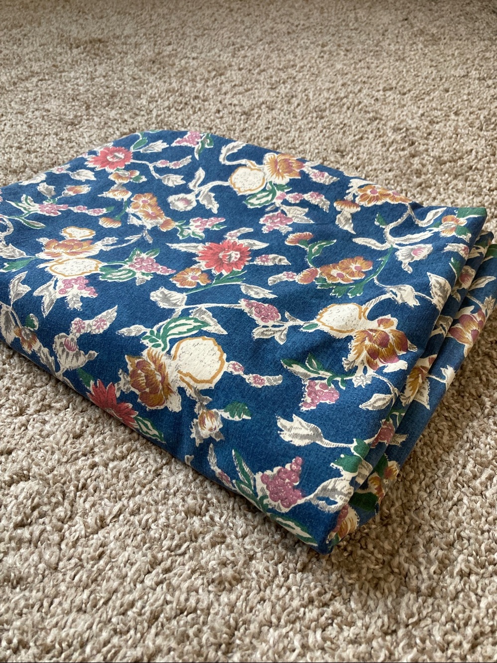 Vintage Ralph Lauren Jardin blue Full Flat sheet cotton USA made